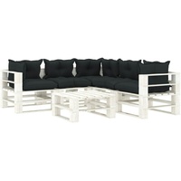 vidaXL Garten-Lounge-Set Paletten mit Anthrazit-Kissen Holz