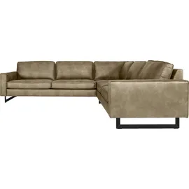 PLACES OF STYLE Ecksofa »Pinto, 250/290 cm, langer Schenkel, XXL, Ottomane«, Cord, Feincord, Luxus-Microfaser Leder und Chenille beige