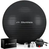 EliteAthlete EliteAthlete® Gymnastikball Sitzball Büro ergonomisch mit Anti Burst System - Fitness Pilates Schwangerschaft - 55cm schwarz 55 CM