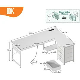 luxuskollektion Eckschreibtisch L-Form Weiß