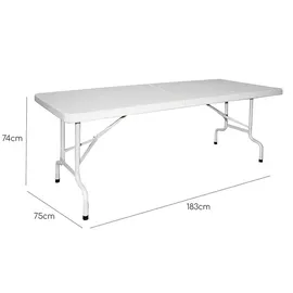 Wellhome Klappbarer Gartentisch 180 x 75 x 74 cm Weiß