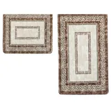 COFI Almina Exclusive 2 Teiliges Bademattenset mit Muster Rutschfest waschbar aus Polyester Braun