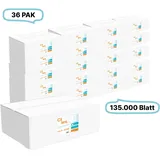 Blanc HYGIENIC Falthandtücher 20,5x24cm, 2-lg, 36 Pak, 135.000Blatt gesamt, 3.750Blatt/ Pak, 100% Zellstoff, Z-Falz, CIL- les Tissue, Series D