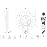 Bosch Bremsscheibe BOSCH 0 986 479 G38 vorne, belüftet, hochkarbonisiert, 1 Stück