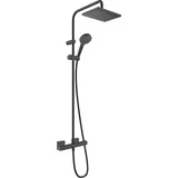 Hansgrohe Brausegarnituren schwarz (mattschwarz) 23cm, wassersparend mit Thermostat