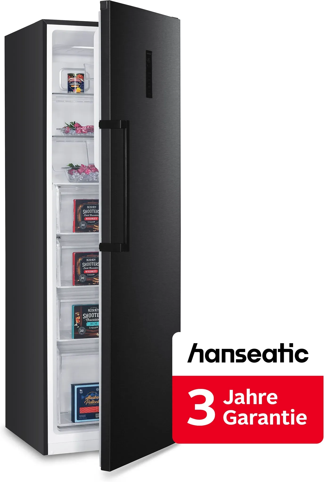 HANSEATIC Gefrierschrank, Energieeffizienz: C (A-G), schwarz, B:60cm H:185cm T:66cm, Gefrierschränke, inkl. 3 Jahre Herstellergarantie