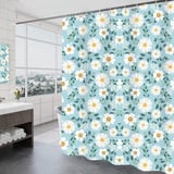 GONOVE Duschvorhang für Badezimmer 240 x 200 cm Schimmelresistent Dicke Polyester Stoff Blumen Duschvorhang Liner Wasserdichter langer Badevorhang mit Haken, waschbar und gewogen Saum