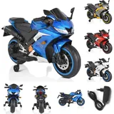 Moni Kinder Elektromotorrad Motocross MP3-Funktion Bluetooth Stützräder Lichter blau