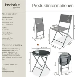 Tectake Bistro-Set, klappbar, für 2 Personen, - Grau