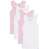 Sanetta Mädchen Unterhemd, 4er Pack - Shirt ohne Arme, Top, Baumwolle Weiß/Rosa 140