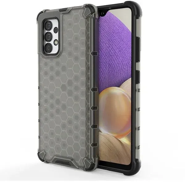 Honeycomb Case Armored Cover with a Gel Frame for Samsung Galaxy A03s (166.5) Black
