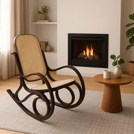 MCW Schaukelstuhl Gallarate Rattan 50 x 90 x 50 cm Braun