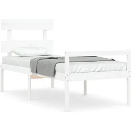 vidaXL Seniorenbett mit Kopfteil Weiß Massivholz