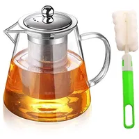 YISPIRIN 950ML Teekanne Glas, Mit Abnehmbar Siebeinsatz, Runden,Borosilikatglas Teeservice, klare Teekanne für losen Tee und blühenden, Spülmaschinenfest