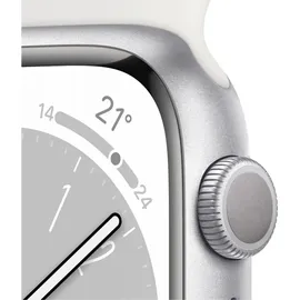 Apple Watch Series 8 GPS 45 mm Aluminiumgehäuse silber, Sportarmband weiß