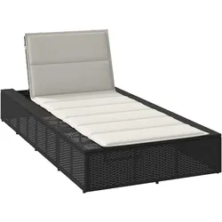 vidaXL Sonnenliege mit schwebender Auflage Schwarz Poly Rattan