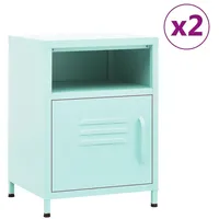 VidaXL Nachttische 2 Stk. Minzgrün 35x35x51 cm Stahl