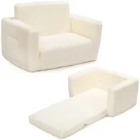 BEJOY Kindersofa Aufklappen 2 in 1 Schlafsofa, Kindersessel, Sherpa Kinder Couch Ausklappbar Kinder Sofa für Kinderzimmer Kindertags- und Geburtstagsgeschenk für Mädchen und Jungen, Weiß