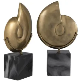 Casa Padrino Luxus Deko Objekte Set Vintage Messing / Schwarz 16,5 x 9 x H. 29 cm - Büro Deko - Schreibtisch Deko - Wohnzimmer Deko - Luxus Kollektion