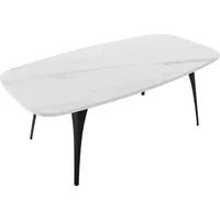 Mirjan24 Couchtisch, Weiß Hochglanz, Oval,Oval, 120x45x60 cm, Wohnzimmer, Wohnzimmertische,