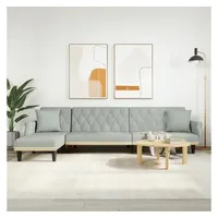 vidaXL Schlafsofa in L-Form Hellgrau 271x140x70 cm Samt