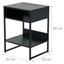 Relaxdays Nachtschrank 2 Fächer 40 x 40 x 30 cm Schwarz