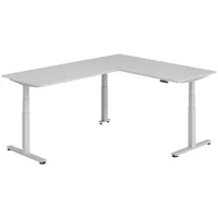 Bümö Eckschreibtisch Grau, Silber, Nachbildung, Rechteckig, 180x74x240 cm, FSC