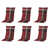 Madison Hochlehnerauflage 6er Set A 023 Gartenstuhl Auflagen Kissen Polster für Hochlehner, (Spar-Set, 6 St., 6 Auflagen), UV-beständig für Hochlehner-Stühle rot