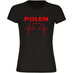 multifanshop Damen T-Shirt - Polen - Herzschlag - Druck rot - Frauen