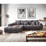DeLife Ecksofa Nabor 300x230 cm Mikrofaser Schwarz Recamiere links inkl. elektrischer Vorziehfunktion