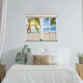 Queence Wandsticker QUEENCE "Strand", beige (natur), B:40cm H:60cm T:0,1cm, Wandtattoos, Wandsticker, Wandbild, selbstklebend, 3D, Fenster