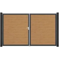 GroJa Tor 2-flg. Basicline Schmal Asteiche Natur 306 cm x 180 cm DIN Links