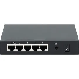 Intellinet Network Solutions INTELLINET 5-Port Switch Power over Ethernet - Gigabit PoE+ Injektor 240V, Passthrough, PoE+ Adapter mit 200m Reichweite, lüfterfrei & leise - Schwarz