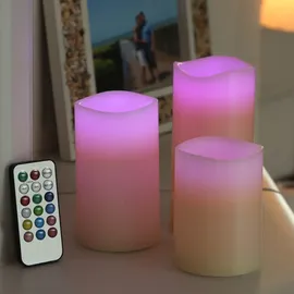 MARELIDA LED Kerzenset 7,5 cm 3 St. mehrfarbig