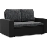 Mebligo - Zweisitzer Sofa Wohnzimmer mit Schlaffunktion, Bettkasten und Kunsteleder 148x90x87 (BxHxT) Dunkelgrau und Schwarz Luna, Schlafsofa Platzsparend, Schlafcouch, Sofabett, Sofa Bed, Bettsofa