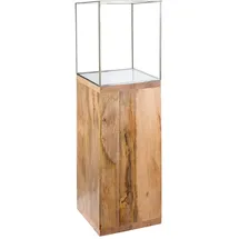 Gilde Deko Windlicht XXL 91 cm - Windlichtsäule Deko Laterne mit Glas Mangoholz- Höhe 91 cm - großer Leuchter für Stumpenkerzen
