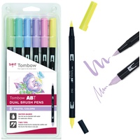 Tombow ABT-6P-2 Fasermaler Dual Brush Pen mit zwei Spitzen, pastellfarben,
