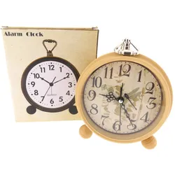 analoger Wecker rustikal braun Quartz Uhr Alarm batteriebetriebene Uhr