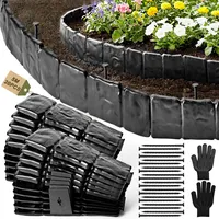 20 Stücke Rasenkante Kunststoff, Beeteinfassung Beetumrandung Kunststoff, beetbegrenzung, Mähkante Palisade Erdspieß Beet Garten, Steinoptik - 5 M (Höhe:10 cm)