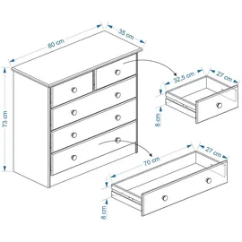 Idimex Kommode 79 x 74 x 35 cm Weiß