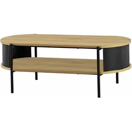 Haku-Möbel Couchtisch Eiche Metall, Holzwerkstoff, oval, Rundrohr, 54x37x100 cm, Wohnzimmer, Wohnzimmertische, Couchtische