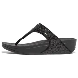 Zehentrenner FITFLOP "LULU", Damen, Gr. 39, schwarz, Synthetik, Glitzer, modisch, Schuhe, Badeschuh, Sommerschuh mit weichem Zehensteg