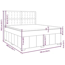 vidaXL Boxspringbett mit Matratze Taupe 180x200 cm Stoff