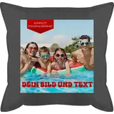 Kissen 50x50 - Geschenk mit eigenem Foto und Text personalisiert I Eigenes Bild I Custom Photo Text - 50 x 50 cm - Grau - Fotodruck fotokissen selbst gestalten personalisiertes Pictures