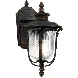Außenleuchte Wandlampe Laterne Bronze gerieben Stahl Glas H 33,7 cm IP44 1x E27