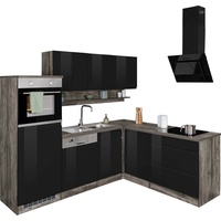 Kochstation Küche »KS-Virginia«, Stellbreite 230/190 cm, ohne E-Geräte, schwarz