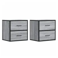 VidaXL Wand-Nachttische 2 Stk. Grau Sonoma 40x31x39,5 cm