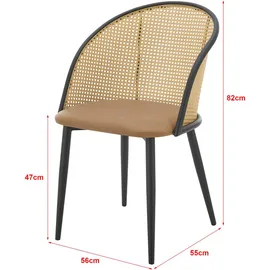 [en.casa] Esszimmerstuhl Gagnef 2er Set Braun / Schwarz