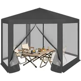Woltu Pavillon, Grau, Metall, 380x250x330 cm, Sonnen- & Sichtschutz, Pavillons & Pergolas