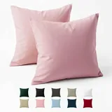 Dreamzie Kissenbezug 80x80 Baumwolle Renforcé (2er-Set) - Rosa - Dicht gewebt mit 57 Fäden/cm2 - Kissenbezug 80x80 cm - Oeko Tex Zertifiziert